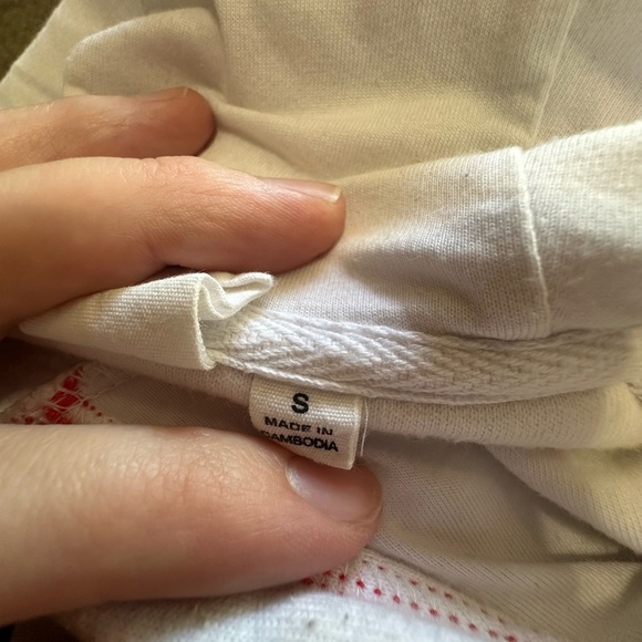 Vans Women's White Hoodie with Red Stitching - Picture 8 of 8